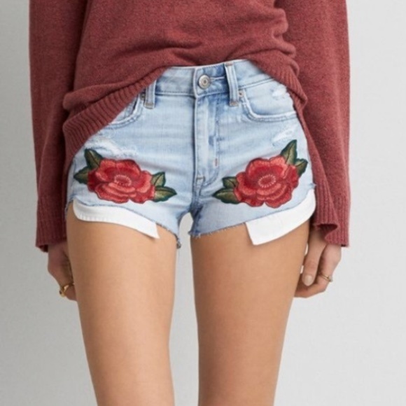 American Eagle Outfitters Pants - AE Embroidered Hi-Rise Shortie